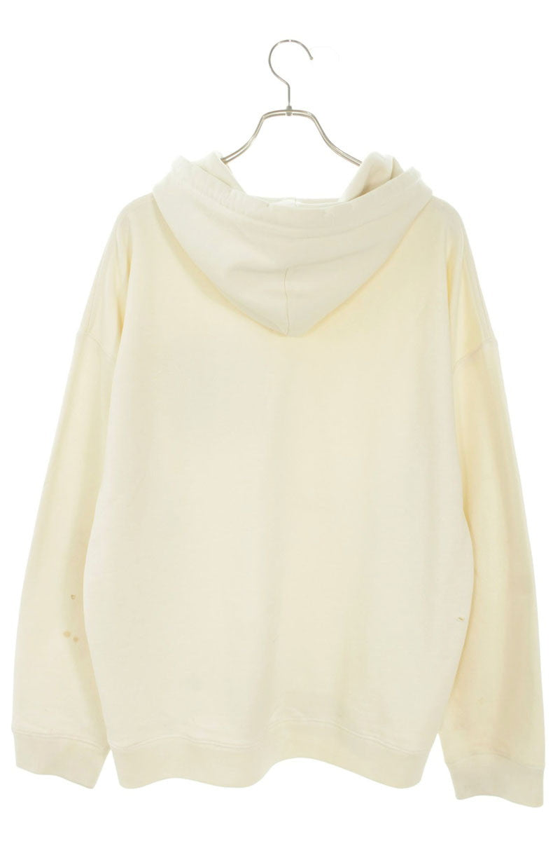 LOEWE Leather Pocket Pullover Hoodie Off-White Size L