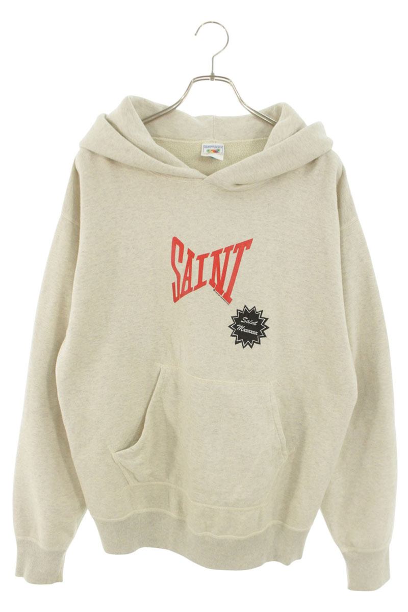 SAINT MICHAEL 24SS Logo Print Pullover Hoodie Gray Size L