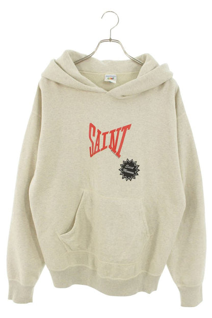 SAINT MICHAEL 24SS Logo Print Pullover Hoodie Gray Size L