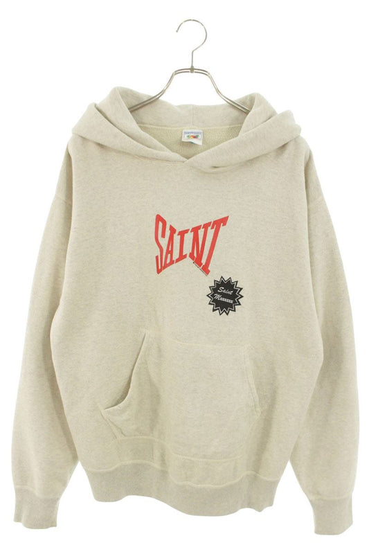 SAINT MICHAEL 24SS Logo Print Pullover Hoodie Gray Size L