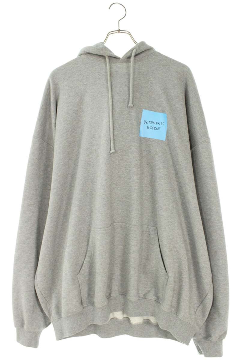 Vetements Logo Print Pullover Hoodie Gray Size S