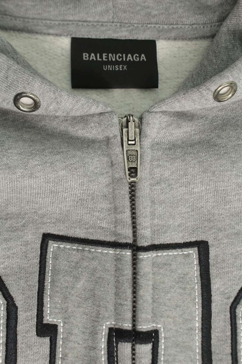 BALENCIAGA CEO Zip Up Hoodie Gray Cotton Size XL