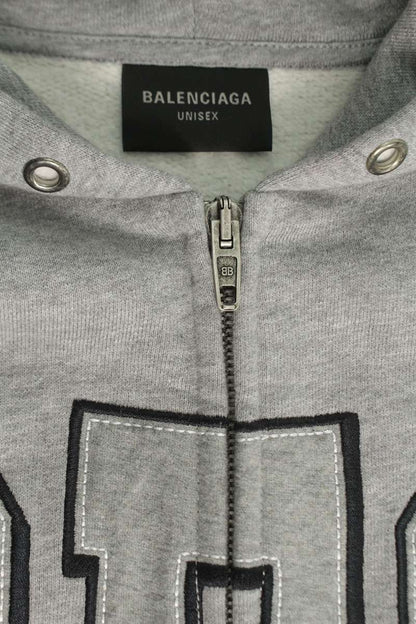 BALENCIAGA CEO Zip Up Hoodie Gray Cotton Size XL