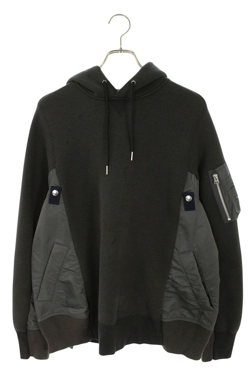 Sacai MA-1 Pullover Hoodie Gray Size M