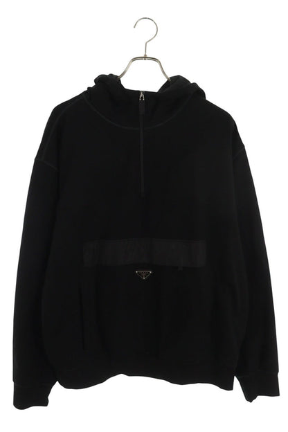 PRADA Re-Nylon Triangle Panel Hoodie Black Size S
