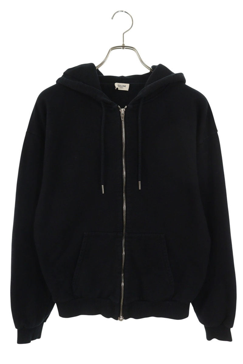 CELINE Hood Logo Zip-Up Hoodie Black Size S