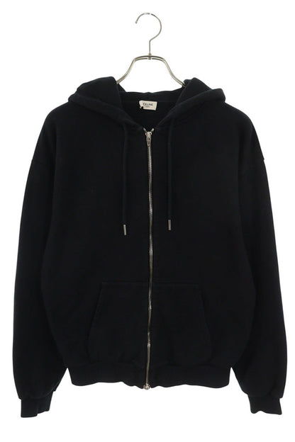 CELINE Hood Logo Zip-Up Hoodie Black Size S