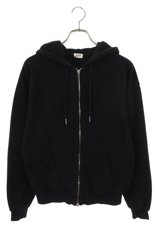 CELINE Hood Logo Zip-Up Hoodie Black Size S