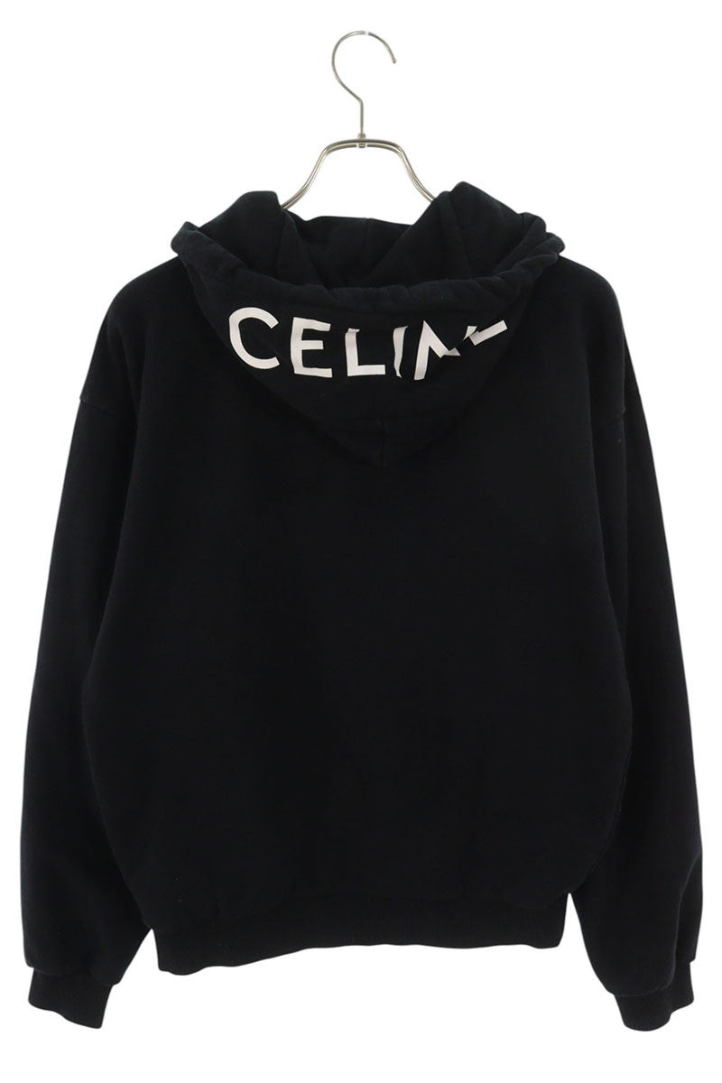 CELINE Hood Logo Zip-Up Hoodie Black Size S