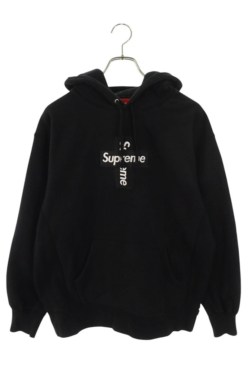 Supreme 20AW Cross Box Logo Hooded Sweatshirt Black Size M