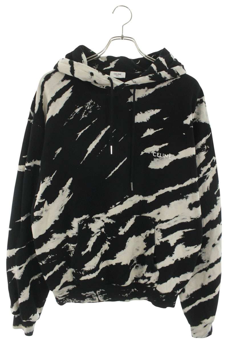CELINE Tie-Dye One-Point Logo Print Hoodie Size L