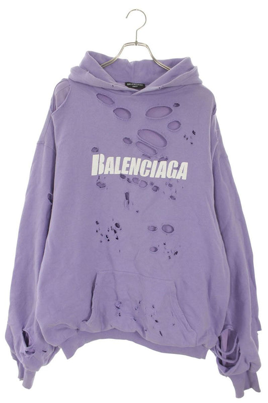 Balenciaga Logo Fleece Hoodie Purple Size XS