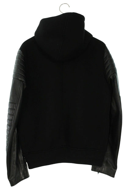 GIVENCHY Sleeve Leather Panel Zip Hoodie Black Size M