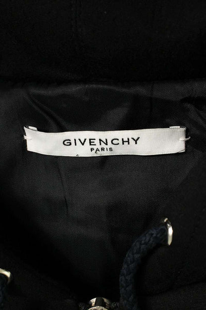 GIVENCHY Sleeve Leather Panel Zip Hoodie Black Size M