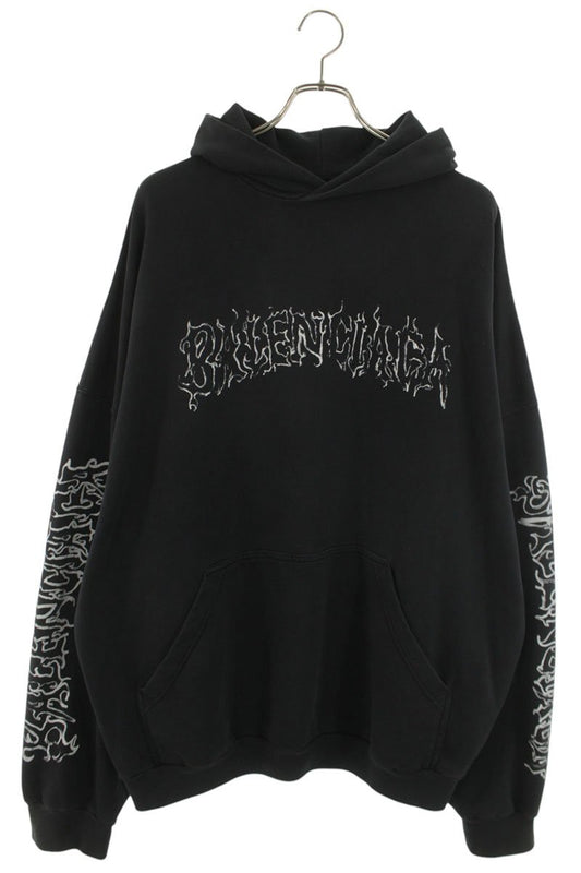 Balenciaga METAL OUTLINE HOODIE Black Cotton Size XL