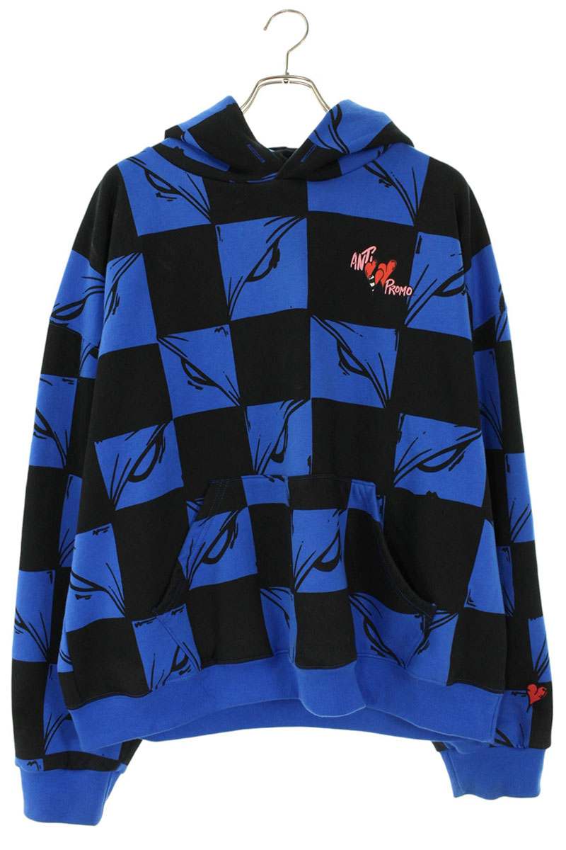 ANTI PROMO MATTY BOY Print Hoodie Blue Size XL