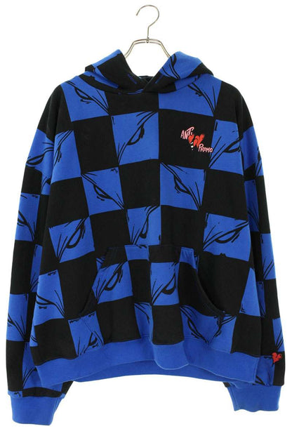 ANTI PROMO MATTY BOY Print Hoodie Blue Size XL