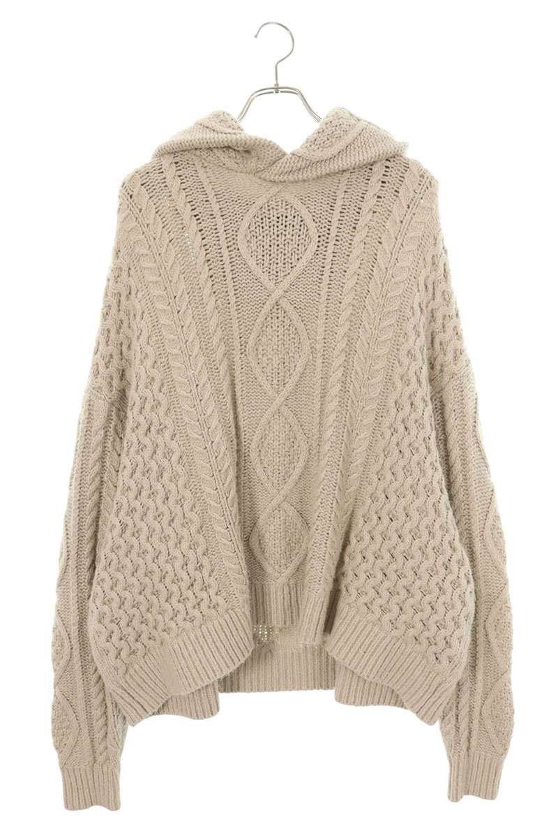 FOG ESSENTIALS Cable Knit Hoodie Brown Size M