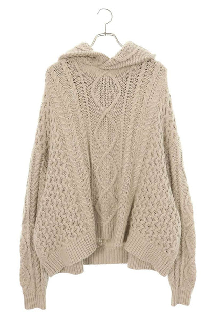 FOG ESSENTIALS Cable Knit Hoodie Brown Size M