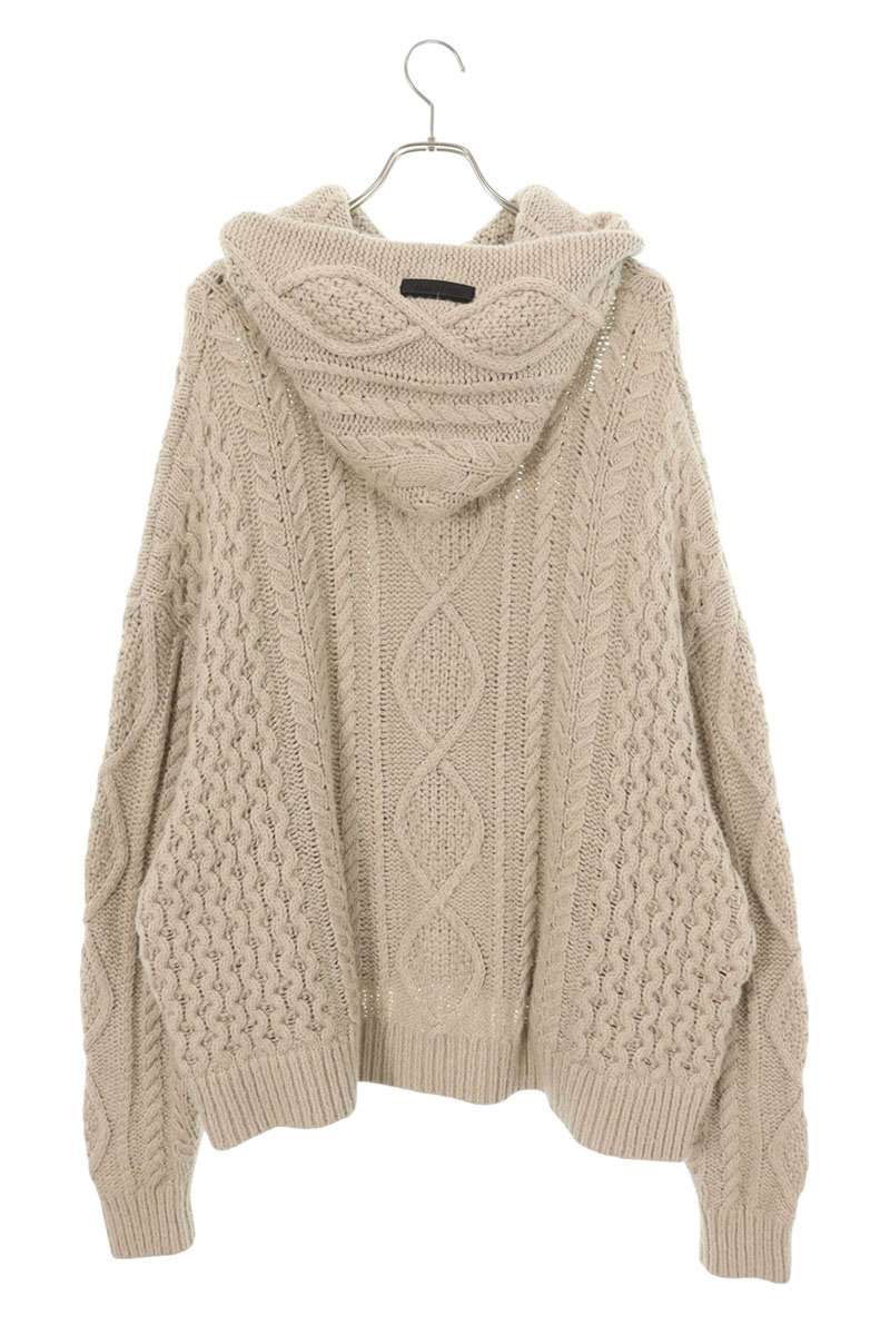 FOG ESSENTIALS Cable Knit Hoodie Brown Size M