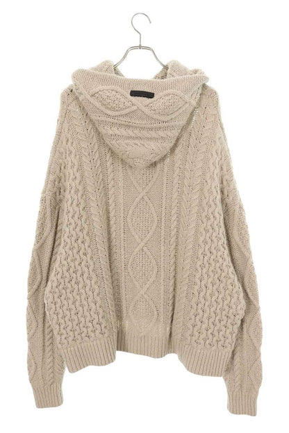 FOG ESSENTIALS Cable Knit Hoodie Brown Size M