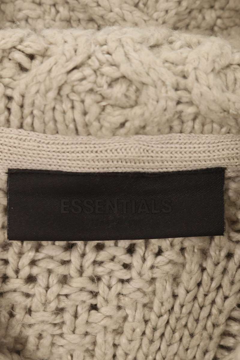 FOG ESSENTIALS Cable Knit Hoodie Brown Size M