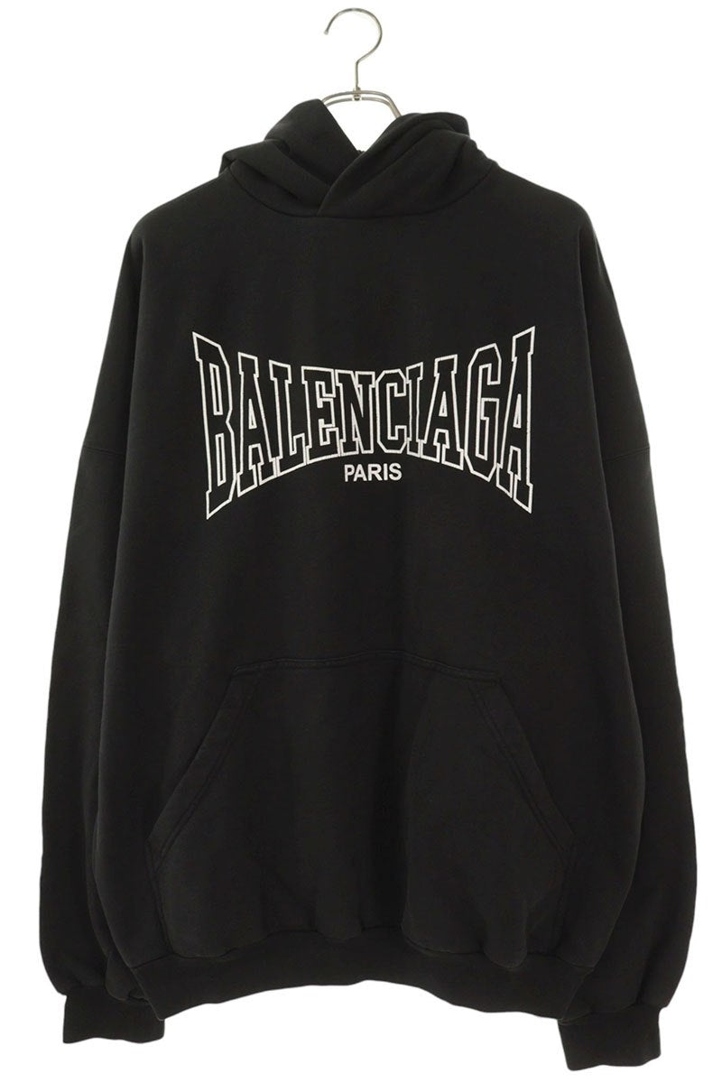 Balenciaga 24AW Vintage Logo Print Hoodie Black Size XS