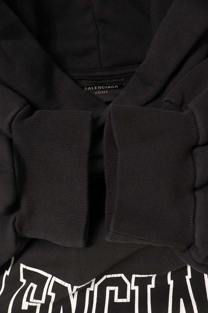 Balenciaga 24AW Vintage Logo Print Hoodie Black Size XS