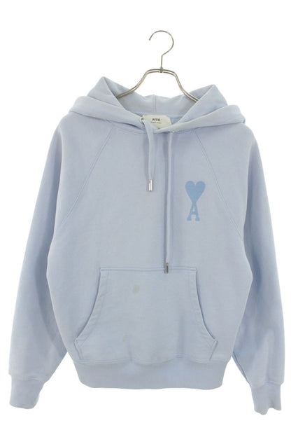 AMI Front Logo Embroidered Hoodie Blue Size XXS