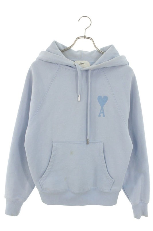 AMI Front Logo Embroidered Hoodie Blue Size XXS