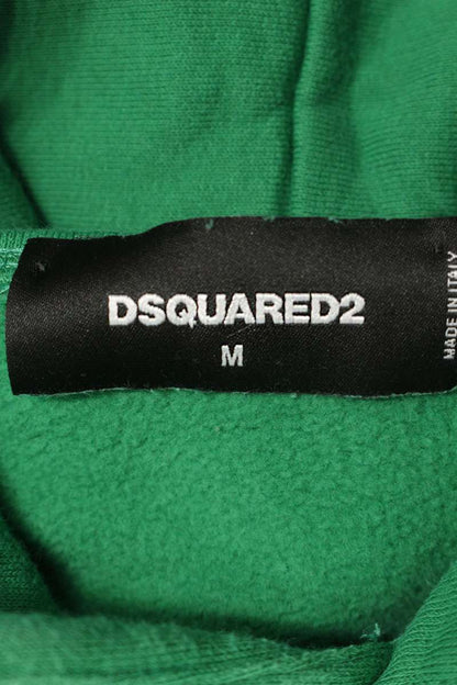 DSQUARED ICON Logo Hoodie Green Cotton Size M