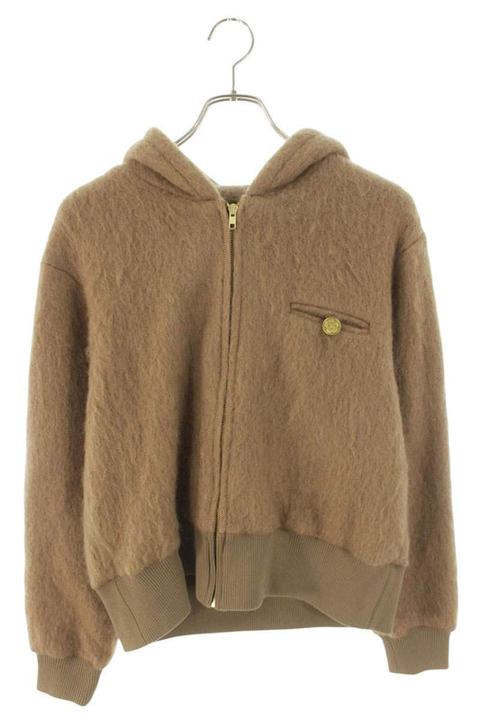 BossUp Mohair Zip Hoodie Brown Mohair Blend Size L