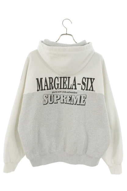 MM6 26SS Eagle Zip Up Hooded Sweatshirt Gray x White Size M
