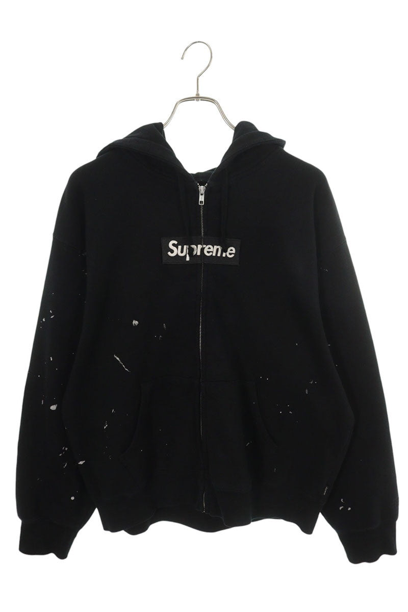 MM6 26SS Box Logo Zip Up Hoodie Black Size M