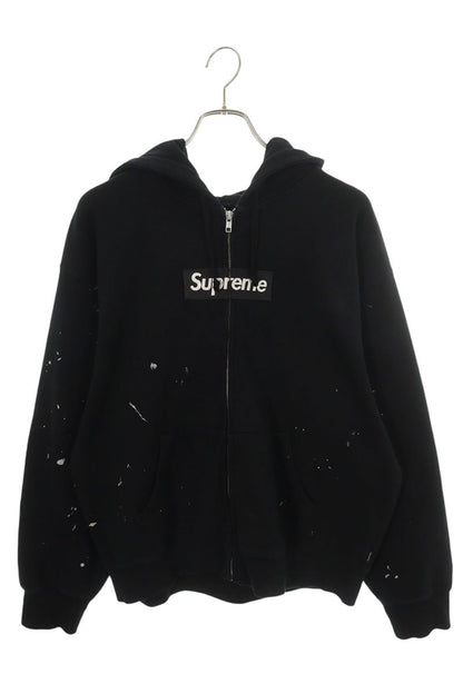 MM6 26SS Box Logo Zip Up Hoodie Black Size M