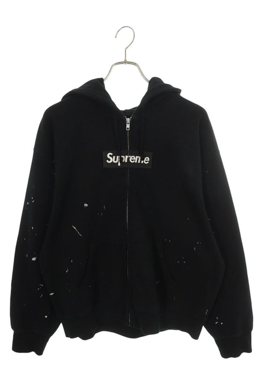 MM6 26SS Box Logo Zip Up Hoodie Black Size M