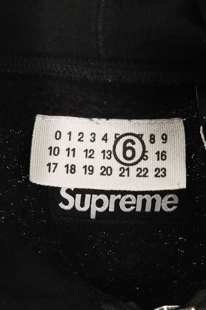 MM6 26SS Box Logo Zip Up Hoodie Black Size M