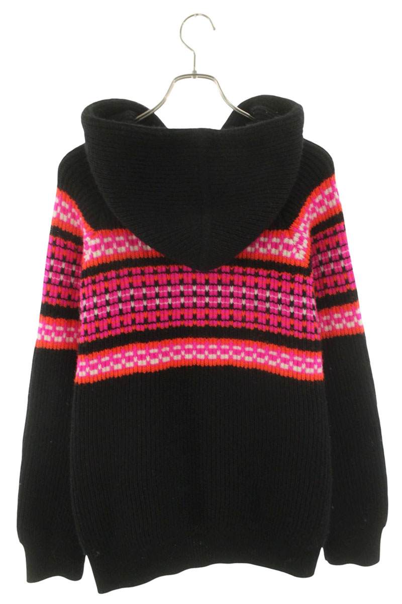 CELINE Logo Knit Hoodie Black Wool Size S