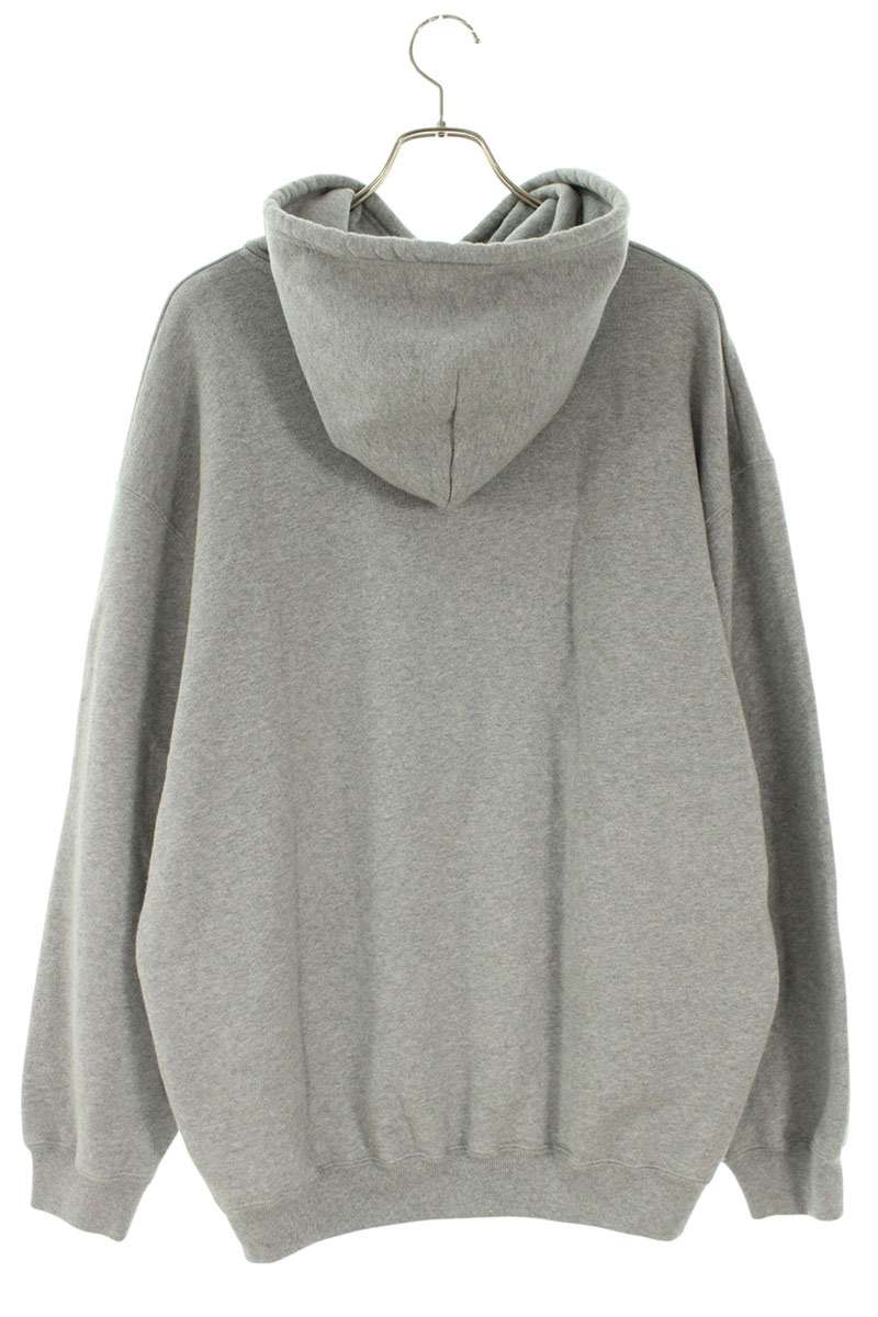Balenciaga Logo Print Hoodie Gray Cotton Size M