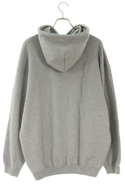 Balenciaga Logo Print Hoodie Gray Cotton Size M