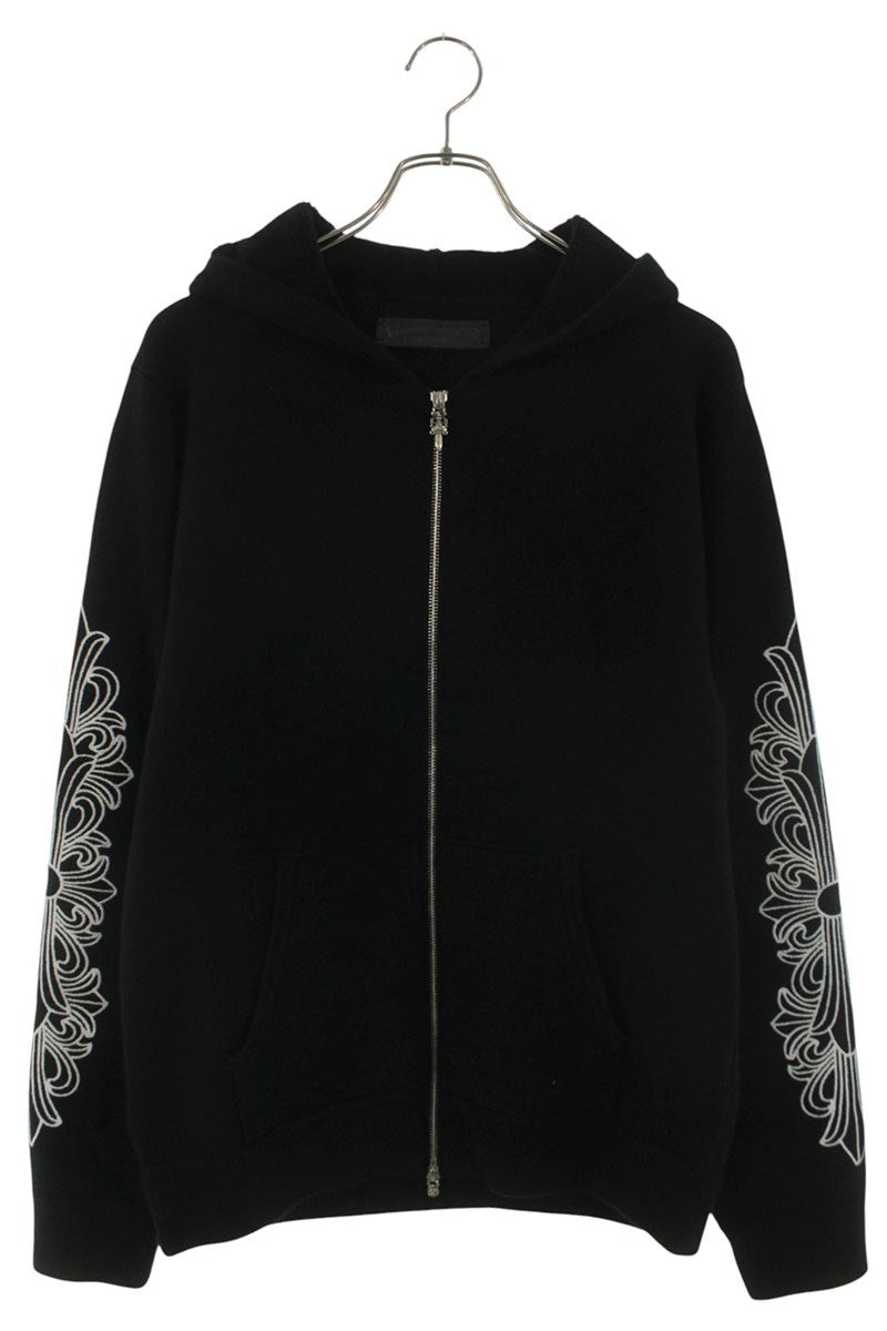 Chrome Hearts Cashmere Floral Embroidered Zip Hoodie Size S