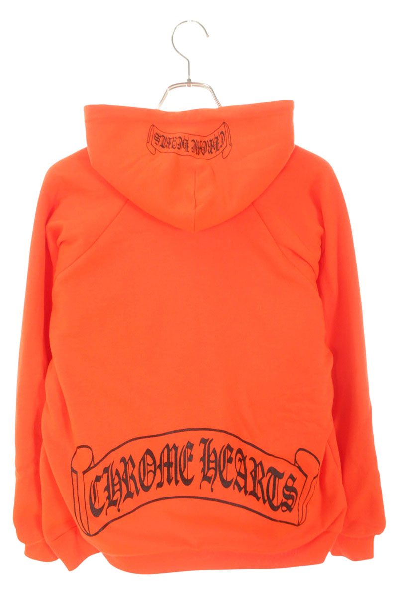 Chrome Hearts Old Lined Thermal Hoodie Orange Black Size M