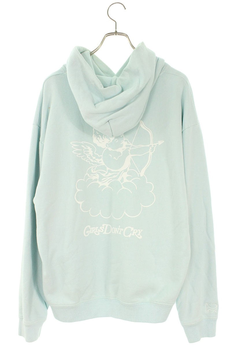 Girls Dont Cry Back Angel Print Hoodie Lt Blue Size L