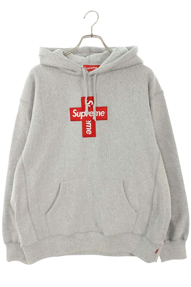 Supreme 20AW Cross Box Logo Hooded Sweatshirt Gray Size L