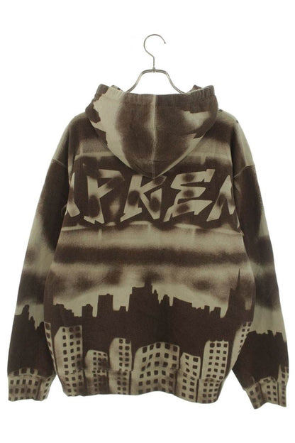 Supreme 21AW New York Yankees Airbrush Hooded Sweatshirt Brown Size L