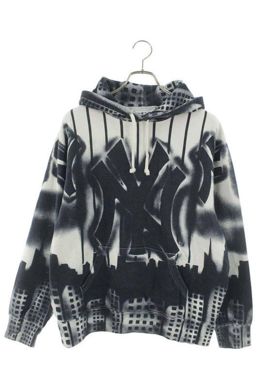 Supreme 21AW New York Yankees Airbrush Hooded Sweatshirt Blue Size S