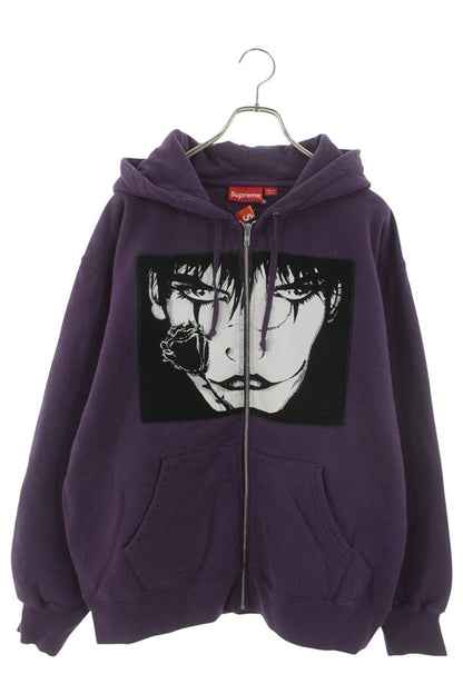 SUPREME 21AW The Crow Zip Up Hooded Sweatshirt Purple Size L