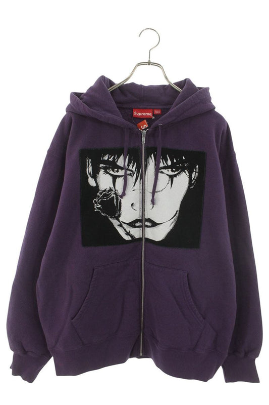 SUPREME 21AW The Crow Zip Up Hooded Sweatshirt Purple Size L