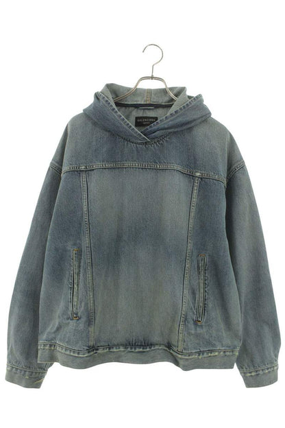 Balenciaga Pullover Hooded Denim Hoodie Blue Size 1