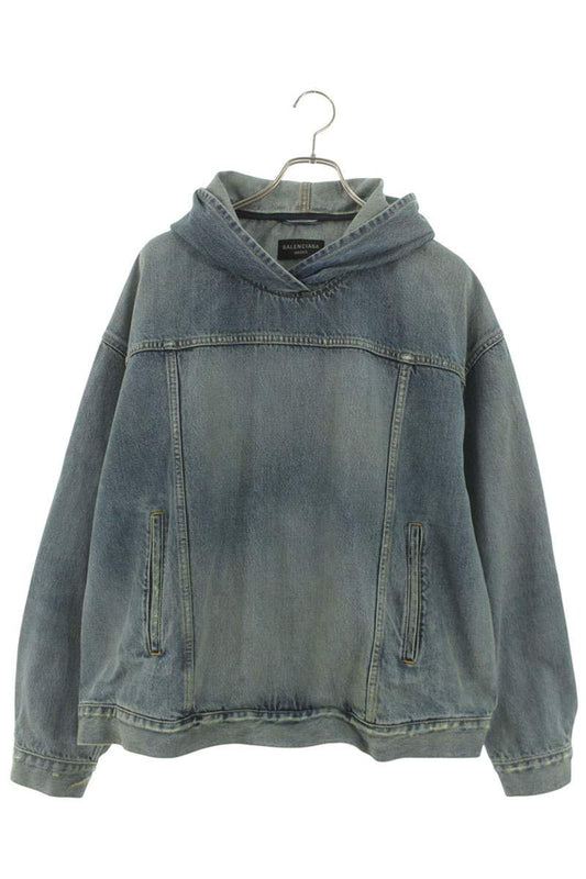 Balenciaga Pullover Hooded Denim Hoodie Blue Size 1